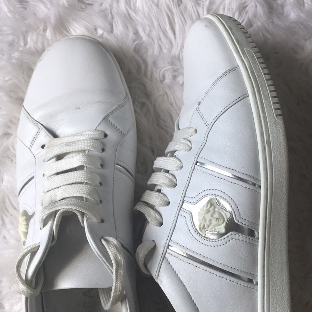 Versace Medusa Leather Low Top Tonal sneaker.